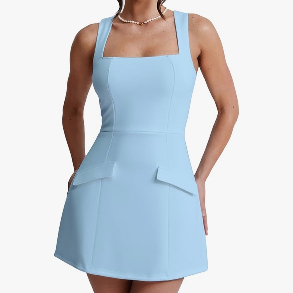 Elegant Light Blue Sleeveless Dress